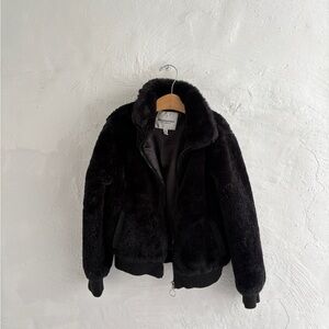 black faux fur bomber jacket from the Urban Republic girls collection